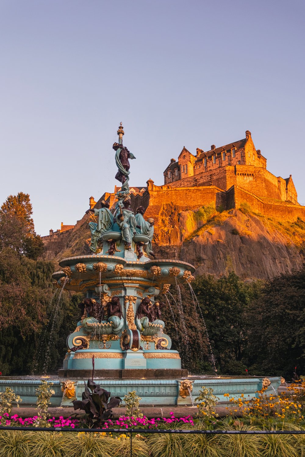 a statue water fountain