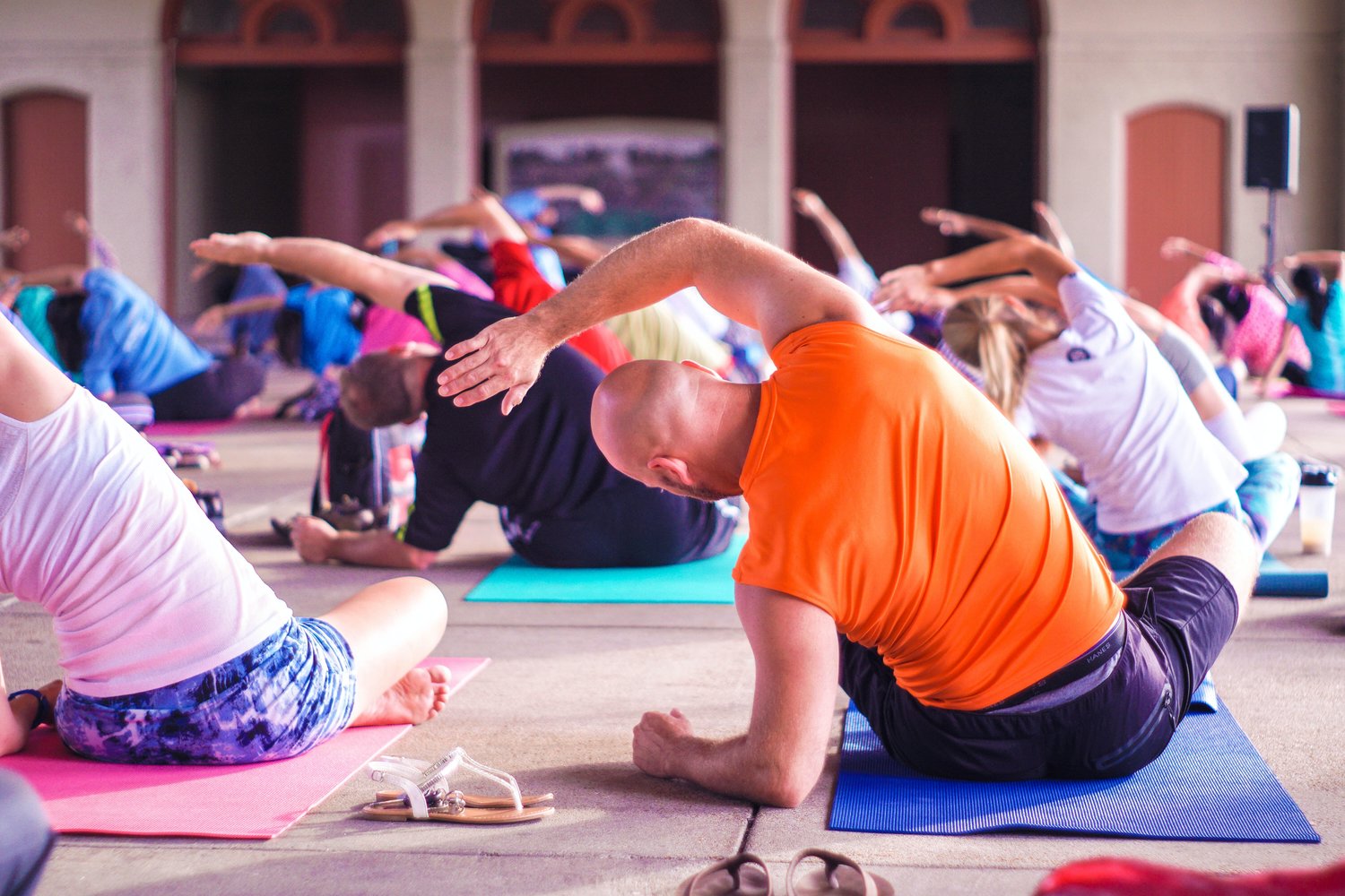 people in a yoga class